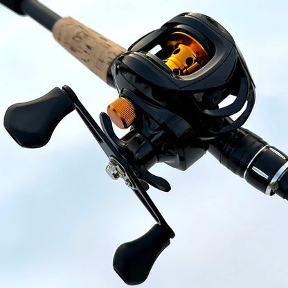 Fishing Rod Reel Line Combo 1.5-2.4m Telescopic Carbon Fiber Casting Rod Metal Spool Baitcasting Reel Max Drag 8kg for Bass