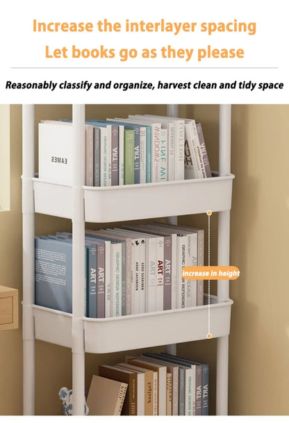 Mobile Storage Rack Trolley Kitchen Organizers And Storage Rack Household Bathroom Cart Multifunctional Multi Storey Bookshelf