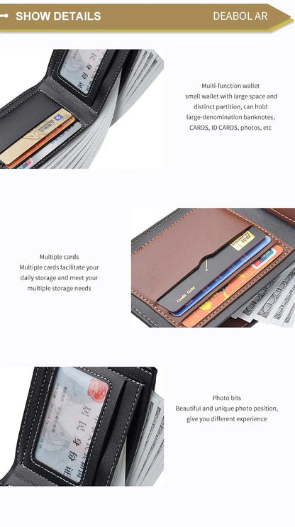 Pu Leather Men Short Wallet Thin Style Folding Young Men Credit Card Holder Wallet