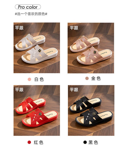 Women Shoes Summer Slippers Women Wear Outside Thick Sole Wedge Heels Fashion Slippers Soft Bottom Mother Shoes Zapatos De Mujer