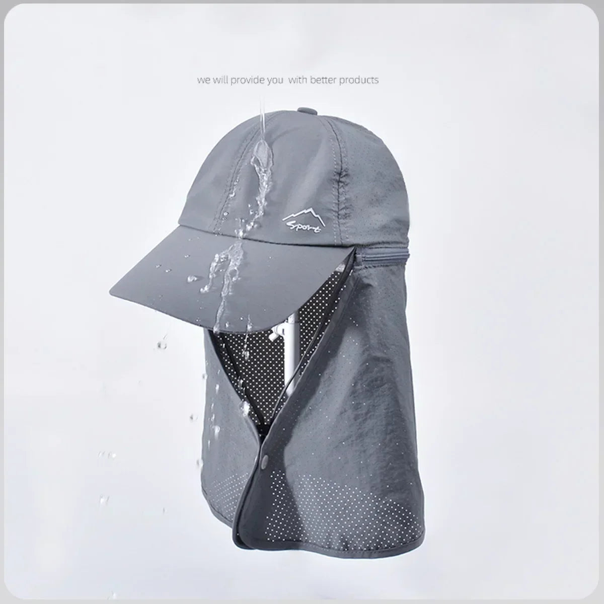 Men Summer Fishing Sun Protection Baseball Cap Quick Drying Waterproof Detachable Sun Cap Shawl Women Outdoor Bicycle Visor Nasi