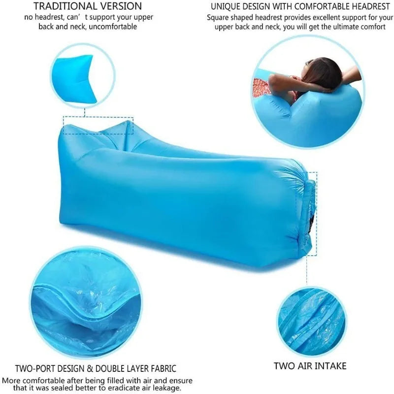 Ultra Light Pillow Style Lazy Sofa Inflatable Sofa Portable Foldable Sleeping Bag Inflatable Sofa Bed