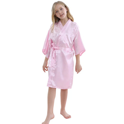 1/6/15Sets Spa Party for Girls Child Birthday Party Favors For Kids Kimono Girl Kids Robes Wedding Favour Bathrobe with Headband