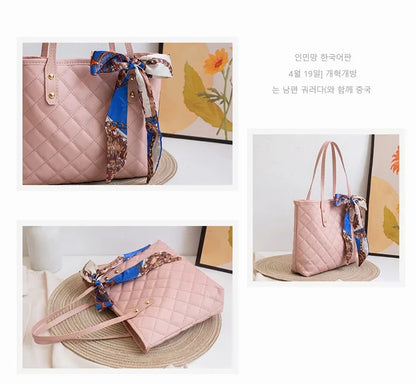 Large Capacity Lingge Embroidery Bag New Trendy Simple Scarf Tote Bag Hot Selling One Shoulder Bucket Bag Bags for Women