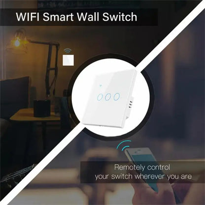 TUYA EU WiFi Smart Touch Switch 1/2/3/4gang Smart Light Switch Neutral Wire/No Neutral Wire Required Touch Switch Alexa Google