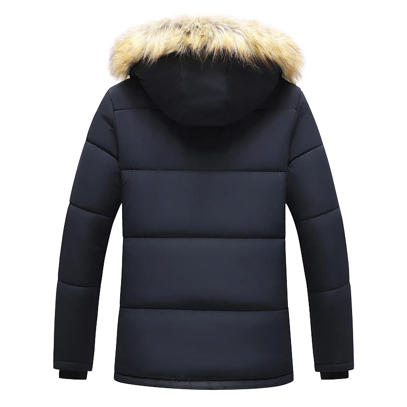 Men 2024 Winter New Windproof Fleece Warm Thick Jacket Parkas Coat Men Fashion Hooded Fur Collar Jacket Classic Casual Parka Men