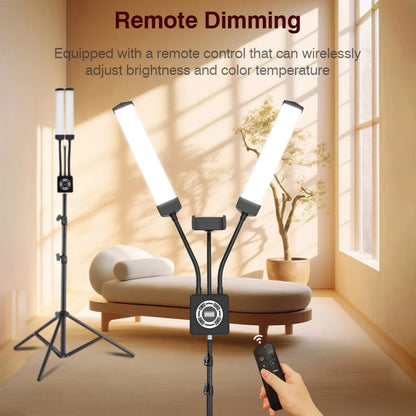 Flexible 4-Arms/Dual-arm LED Video Light Photography Fill Light 3200K-5600K with Metal Light Stand for Makeup Live Streaming