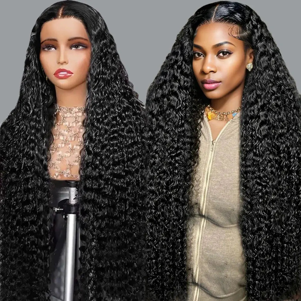 34 Inches 13x4 Water Curly Remy Full Lace Front Wig 13x6 Lace Frontal Human Hair Wig Deep Wave Preplucked Hair For Women On Sale