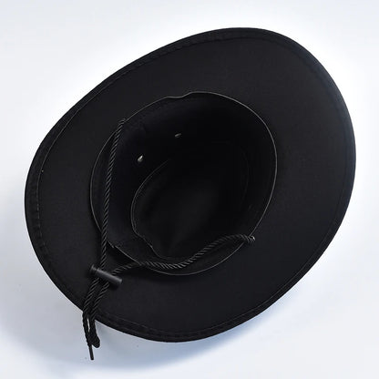 Artificial Suede Western Cowboy Hats Vintage Big-edge Gentleman Cowgirl Jazz Hat Holidays Party Cosplay Hat