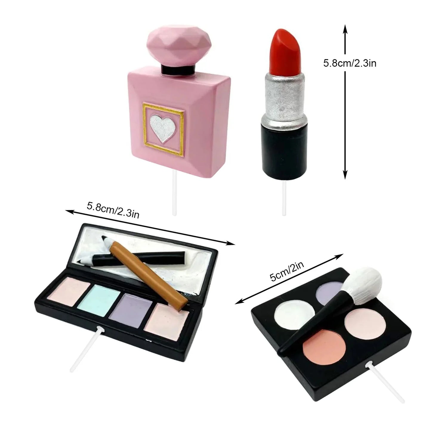 Makeup Cake Topper Lipstick Perfume Bottle Eye Shadow Blush Makeup Cake Decorations for Bridal Shower Women Makeup Themed Party