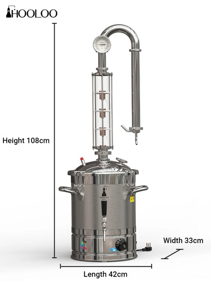 HOOLOO CT20s Home Distiller Crystal Column Alcohol Still Equipment Home Appliance Moonshine apparatus Brandy Whisky Rum Gin