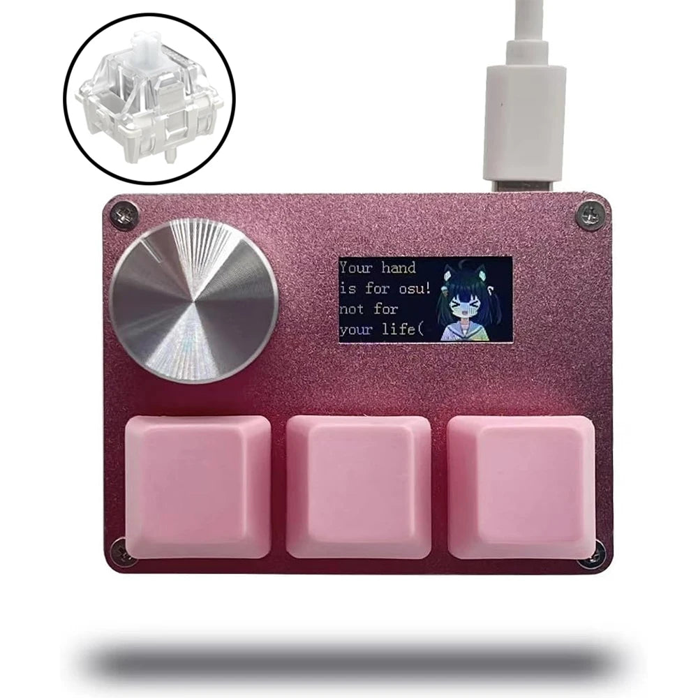 Gateron KS-20 White Switches SayoDevice OSU O3C Rapid Trigger Magnetic Switches Keyboard With Knob Screen Copy Paste Shotcut