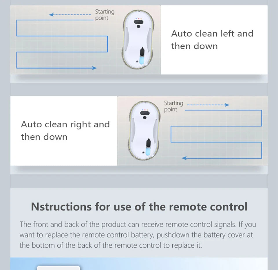 Household window automatic water spray cleaning robot vacuum cleaner remote control electric window wiper household glass wiper