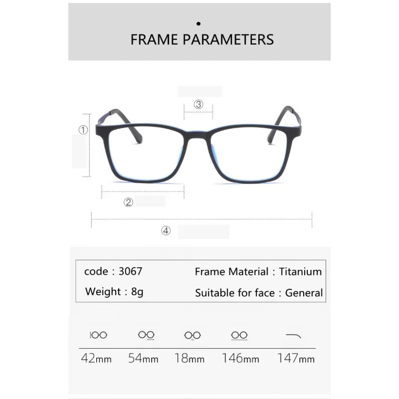 FG High Quality Pure Titanium Men Anti Blue Light Presbyopia Eyewear Reading Glasses with Diopter +1.0 To +4.0