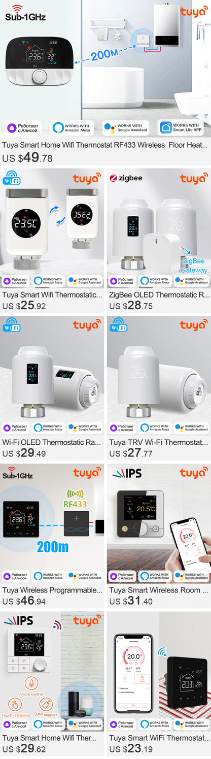 Tuya Wifi Thermostat Smart Thermostat Gas Boiler Water Floor Heating Termostato Digital Temperature Controller Smart Life Alexa