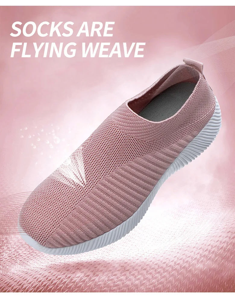 Women Shoes Breathable Flats Elastic Flat Shoes For Women Sneakers Zapatos Mujer Spring Summer Footwear Lightweight Sports Shoes