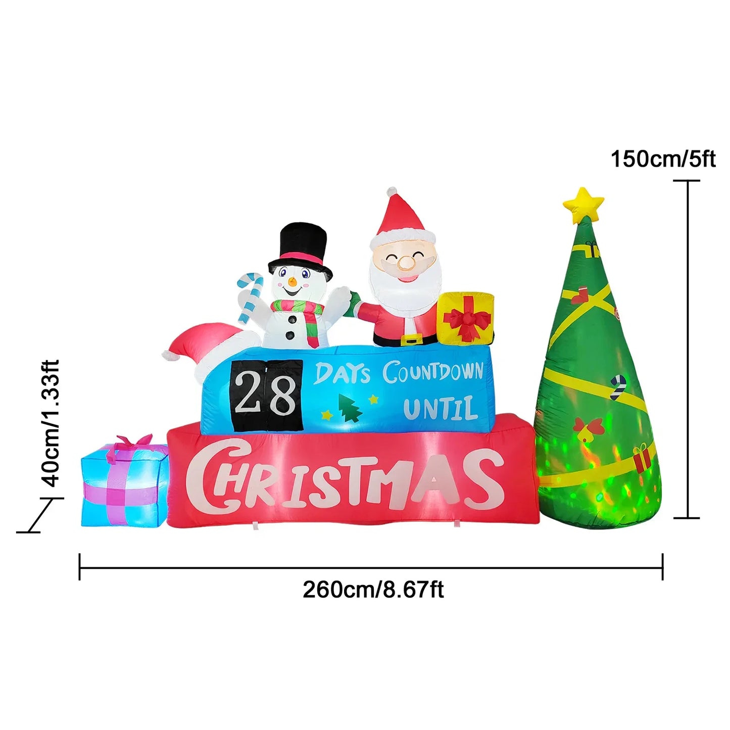 Santa Claus Inflatable Decoration Suitable for Home Outdoor Christmas Elk Pulling SleighSnowman Decoration Courtyard Garden Arch