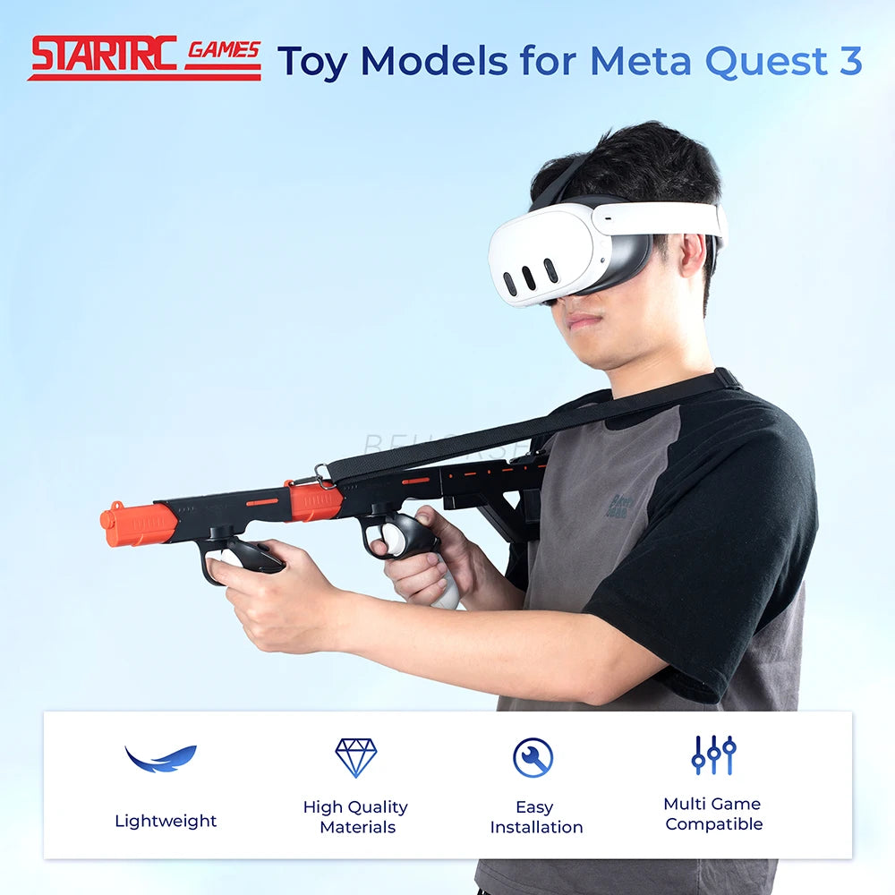 Magnetic Suction Quick Release Pistol Shooting For Quest 3 Machine Gun Handle Game Controller For Meta Quest 3 VR Accessories