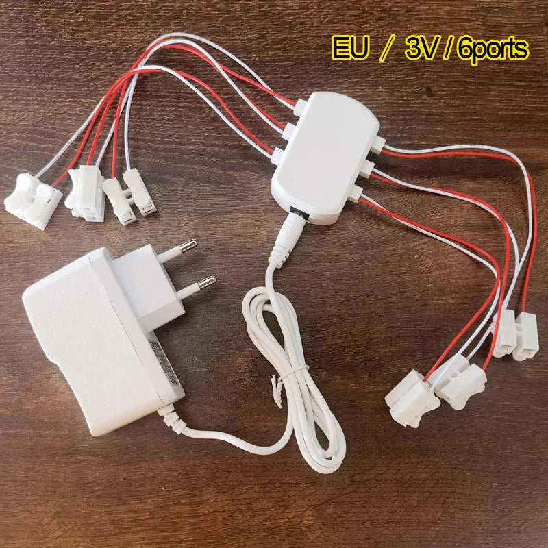 3V/12V AC/DC Adapter Power Supply with 6/12 ports EU Power Output for Model Led Light Lamp/Railway/Railroad/Train Layout