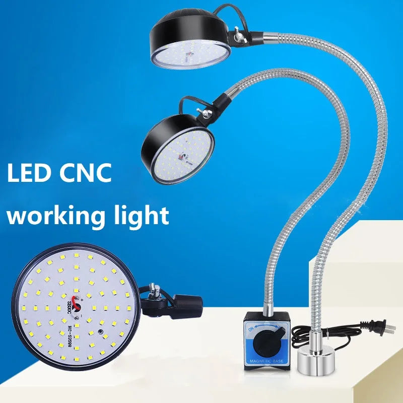 LED CNC Workshop Working Lamp Lathe Industrial light 12/20W 110-220V Flexible gooseneck Magnetic Base Lamp for Workbench