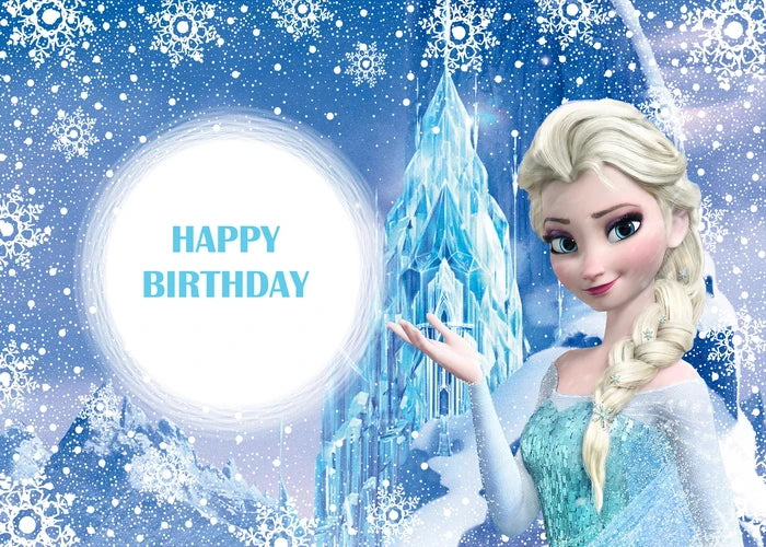 Frozen Elsa Backdrop Birthday Banner Girl Kids Photography Birthday Banner Party Ice Baby Shower Snow Castle Background