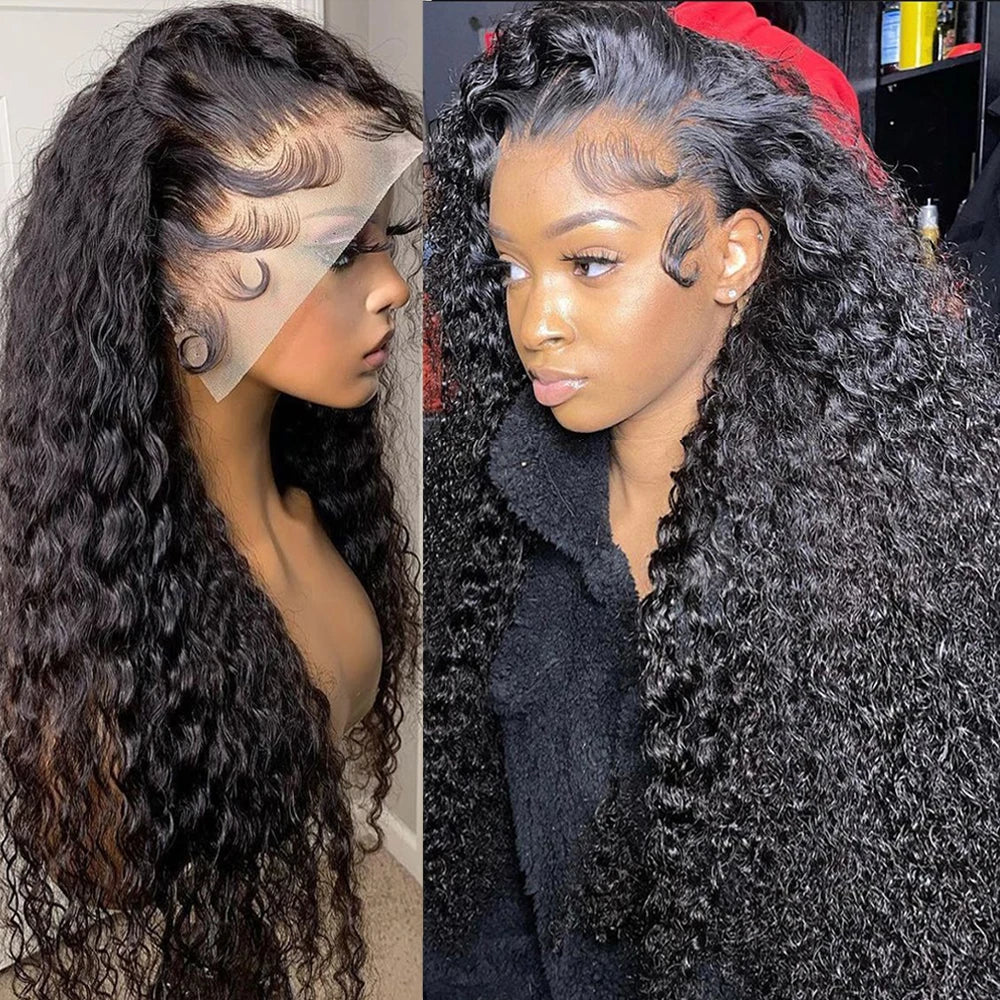 13x4 Kinky Curly Lace Front Human Hair Wigs For Women 100% Brazilian HD Deep Wave Frontal Wig Water Curly Human Hair Wig Sale