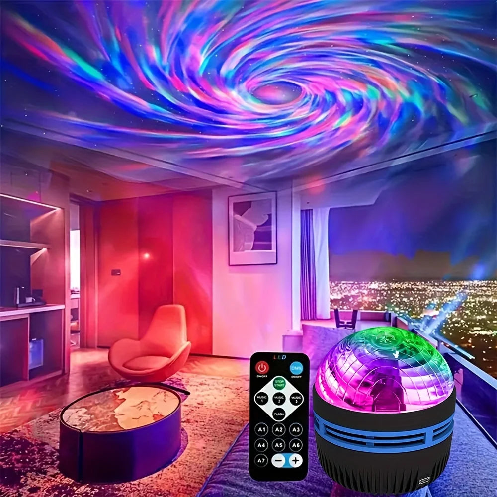 Starry Sky Galaxy Lamp Projector LED Night Light Remote Control Sound Active 5V USB Charging 7 Modes for Kids Room  Party Decor