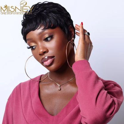 Short Bob Straight Human Hair Wigs Natural Color Brazilian Remy Hair Pixie Cut Wig Cheap Human Hair Wig For Black Women Misney