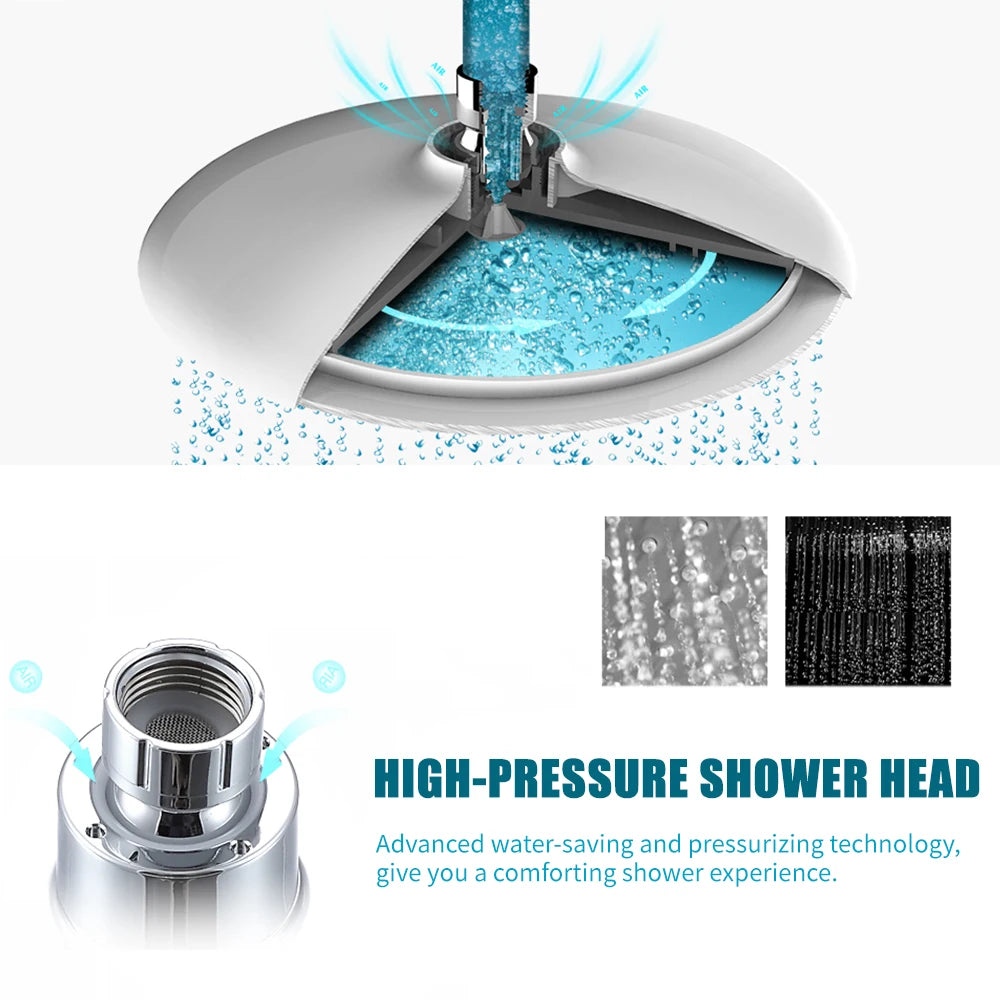 High Pressure Shower Head 8 Inch Rain Showerhead G1/2 Adjustable Bathroom Shower Head Spray Showerhead Polished Chrome Bath Rain