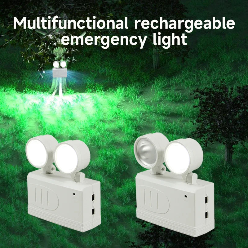 LED Double Head Fire Emergency Light Adjustable Wall-mounted Emergency Lamps Bright Rechargeable Outdoor Camping Lantern