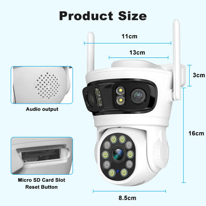 HFWVISION 9MP Wifi Camera Auto Tracking Three Screens 5X Digital Zoom PTZ Security Protection CCTV Surveillance O-Kam Pro