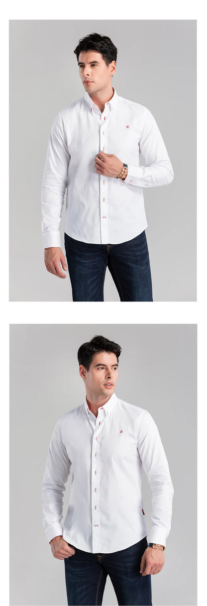 CHCH 2024 New Fashion 100% Cotton Long Sleeve Shirt Solid Slim Fit Male Social Casual Business Shirts High Quality