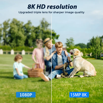 15MP 8K Three Lens Three Screens PTZ Wifi Camera Outdoor HD 5G Wifi Security Camera Ai Human Detection Home Surveillance Camera