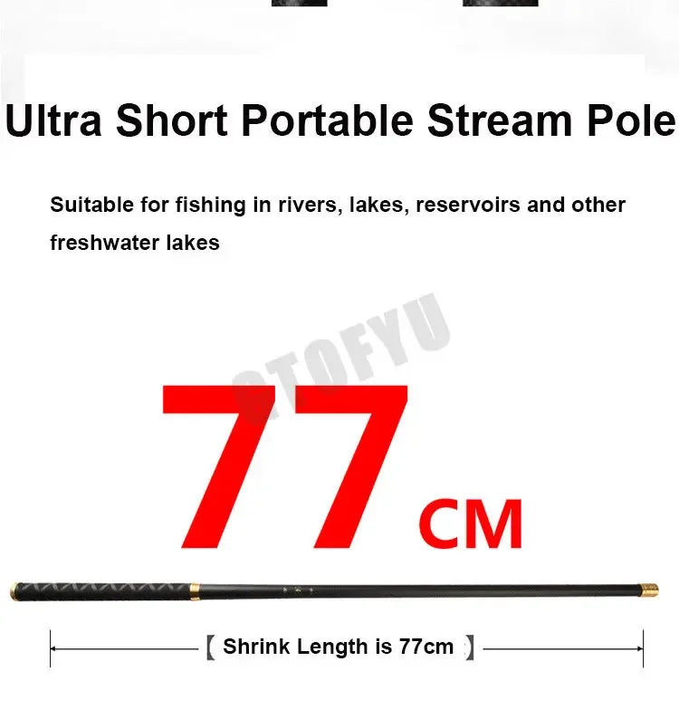 Telescopic Stream Rod 4.5M/5.4M/6.3M/7.2M/8M/9M/10M Carbon Reservoir Pond Fishing Rod Super Light Hard Fiber Hand Fishing Pole