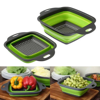 2PCS Silicone Folding Drainer Basket Fruit Vegetable Foldable Colander Kitchen Strainer for Food Pasta Kitchenware Drain Device