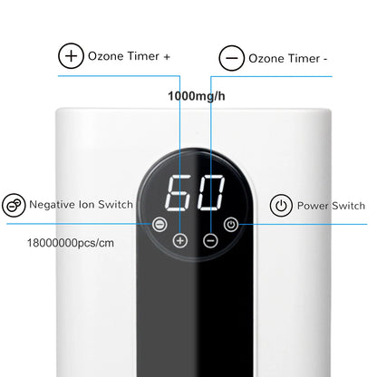 ALTHY Ozone Generator Machine For Water & Air & Oil  - 1000 mg/h Timer Ozonizer Disinfection Sterilizer + Negative Ion Purifier