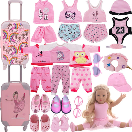 43Cm Baby Doll Clothes Accessories Pink Series Pajama Swimsuit for 18inch Girl American & 43 cCm Baby Reborn Doll,Our Generation