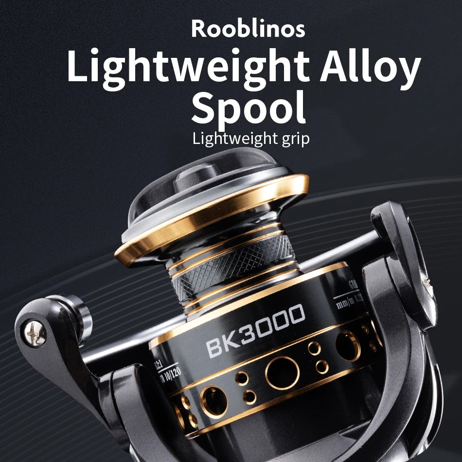 Rooblinos BK 2000-7000 Spining Reels Saltwater Freshwater Fishing Reel Ultralight Metal Frame Smooth And Tough High Speed Reels