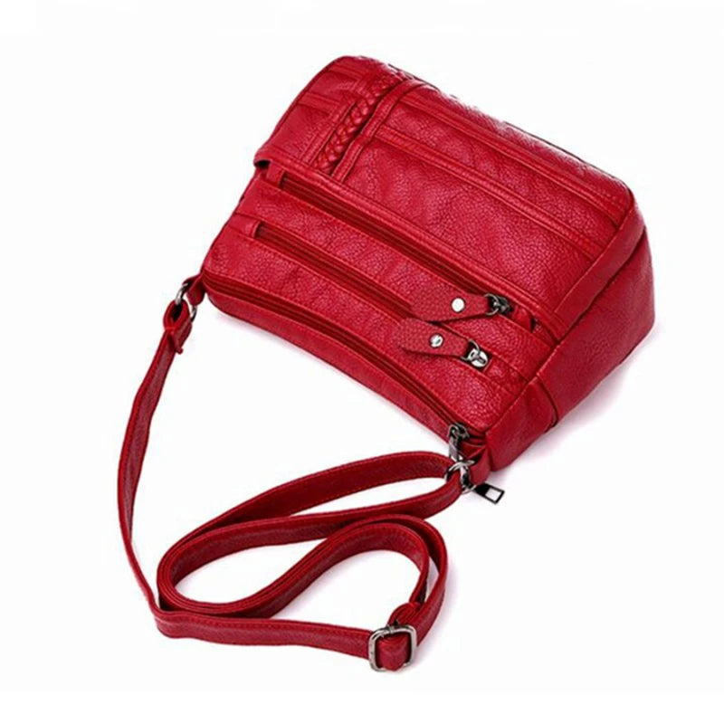 Fashion Women Bag PU Soft Leather Shoulder Bag Multi-layer Crossbody Bag Quality Small Bag Brand Red Handbag Purse