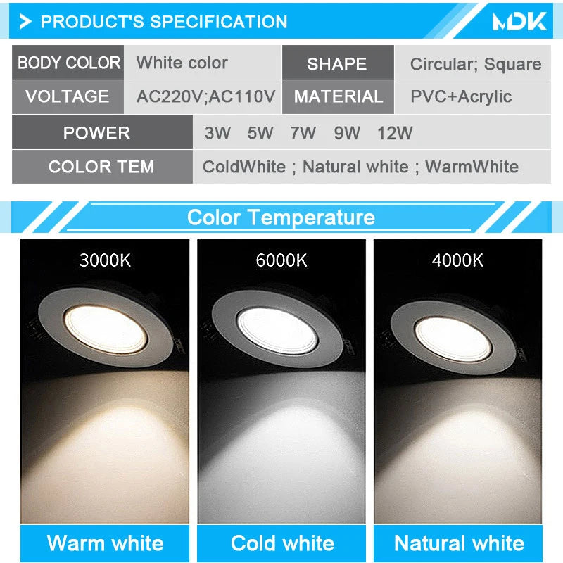 10pcs LED downlight 5W 7W 9W 12W Angle adjustable ceiling light spotlights 3W rotating AC220V 110V indoor lighting