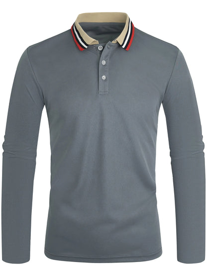 Spring and Autumn Men's Polo Long sleeve Business Casual Fashion Top