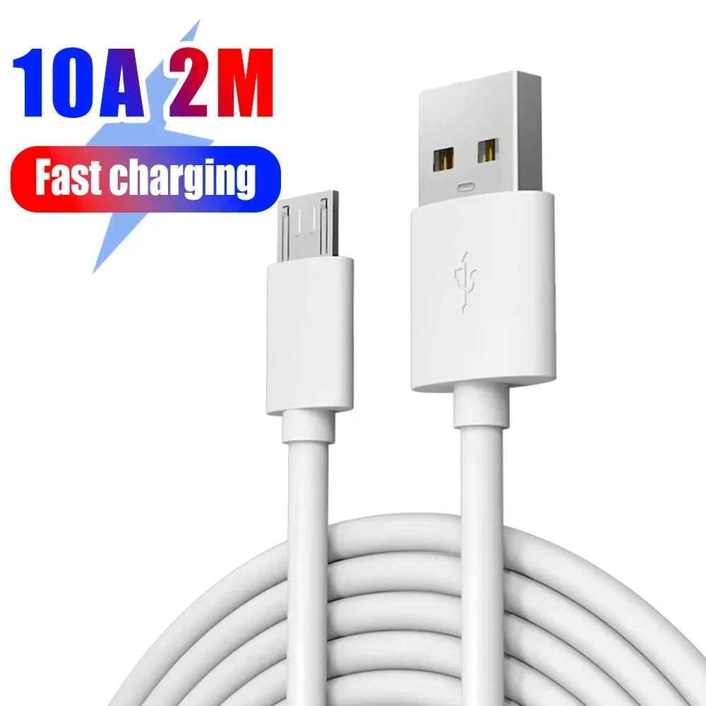 120W 10A Fast Charging Micro USB Android Charger Data Cord For Samsung Huawei Xiaomi Tablet Camera Monitor USB Charge Cables