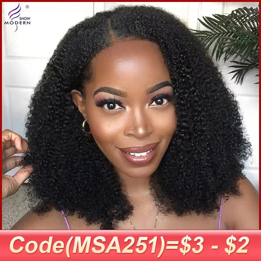 Afro Kinky Curly U Part Wigs For Women Peruvian Remy Human Hair Afro Kinky Curly V Part Wig 180% Densities 24 Inch Long Wig