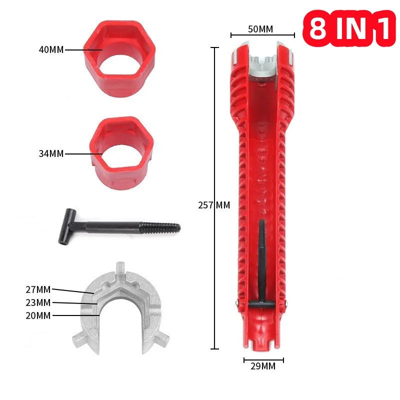 8 In 1 Multifunctional Sink Wrench Water Pipe Faucet Bathroom Installation Special Plumbing Water Heater Spanner Repair Tool