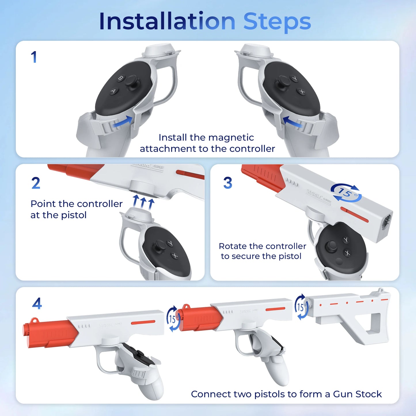 Magnetic Suction Quick Release Pistol Shooting For Quest 3 Machine Gun Handle Game Controller For Meta Quest 3 VR Accessories