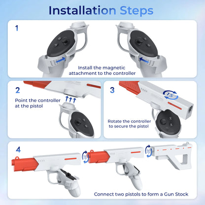 Magnetic Suction Quick Release Pistol Shooting For Quest 3 Machine Gun Handle Game Controller For Meta Quest 3 VR Accessories