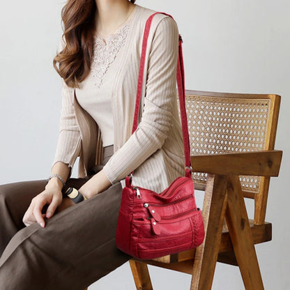 Fashion Women Bag PU Soft Leather Shoulder Bag Multi-layer Crossbody Bag Quality Small Bag Brand Red Handbag Purse