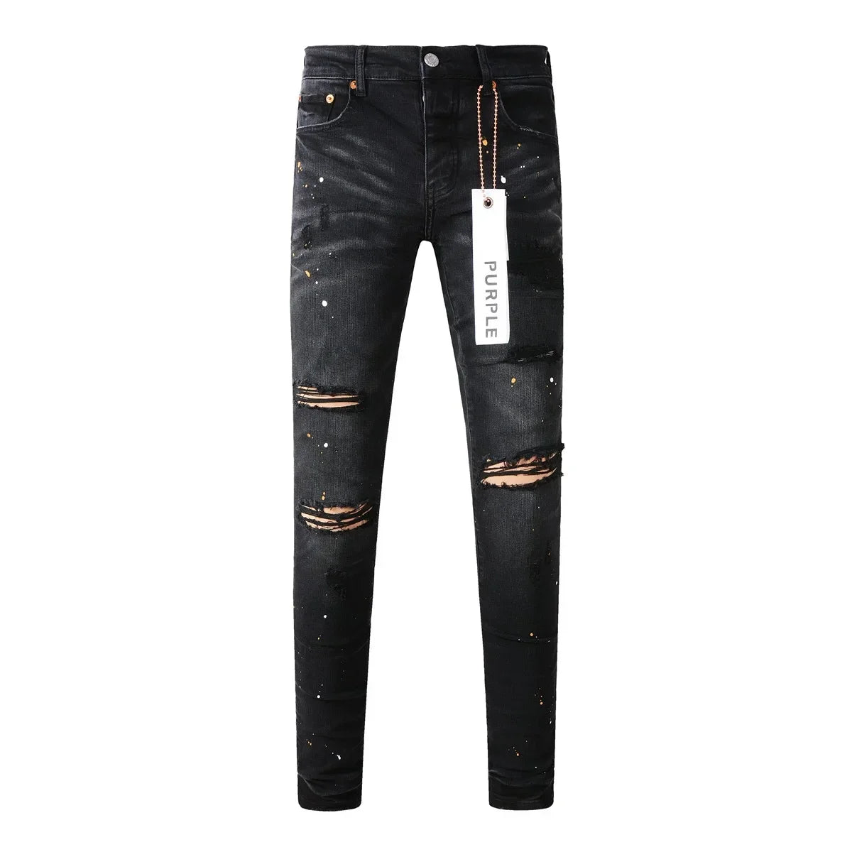 Purple Jeans American High Street Paint Hole Black 9045 2024 New Fashion Trend High Quality Jeans