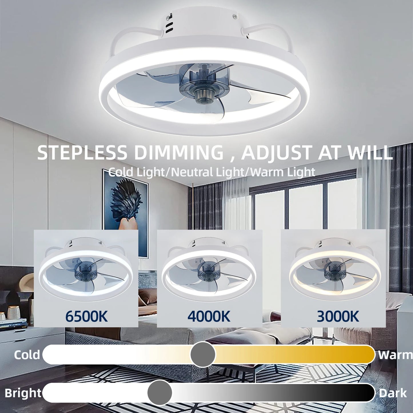 Ceiling Fans With Remote Control and Light LED Lamp Fan Smart Silent Ceiling Fans For Bedroom Living Room Decor Ceiling Lamp