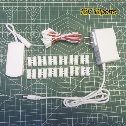 3V/12V AC/DC Adapter Power Supply with 6/12 ports EU Power Output for Model Led Light Lamp/Railway/Railroad/Train Layout